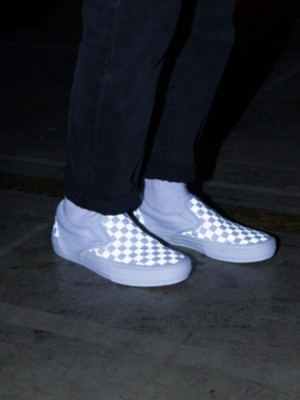 White reflective sales checkered vans